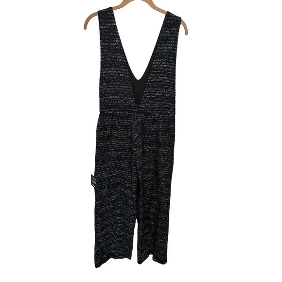 NWT Lulus Black 100% Polyester Tweed Wide-Leg Jumpsuit Size M - Picture 3 of 5